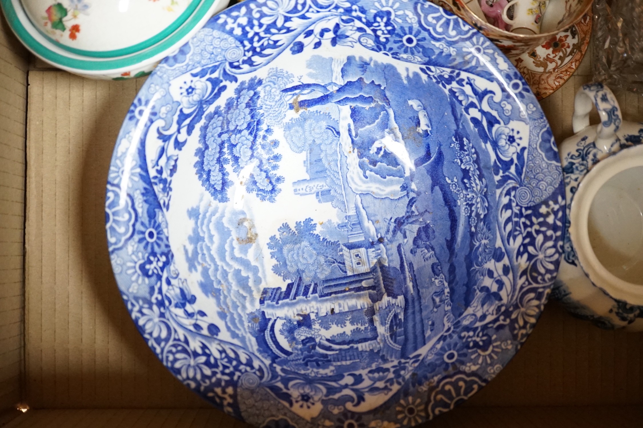 A quantity of mixed ceramics and glass including Beswick, Wade, Spode, Mintons etc